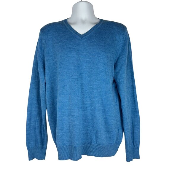 Apt. 9 Men's V-Neck Merino Blend Sweater Size L Blue - Picture 1 of 3
